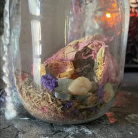 Woodland Fairy Good Fortune Jar: Crystals, Herbs, Hag Stone