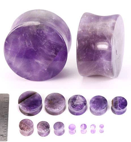 Stone Plugs Amethyst Organic - by the pair| The Lotus Shack