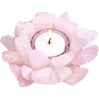 Gemstone T-Light Holder Cluster Points - Rose Quartz