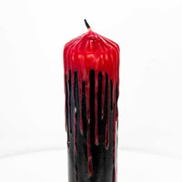 Dripping Colors Pillar Candle - Black/Red (Each)