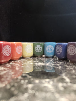 Chakra Ceramic Chime Candle Holder Set