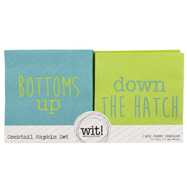 Cocktail Napkin Bottoms Up-Down the Hatch