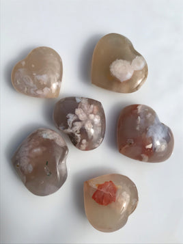 Cherry Blossom/ Flower Agate Puffy Heart